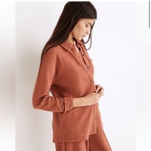 Shirt Jacket Waffle Knit— burnt orange Medium